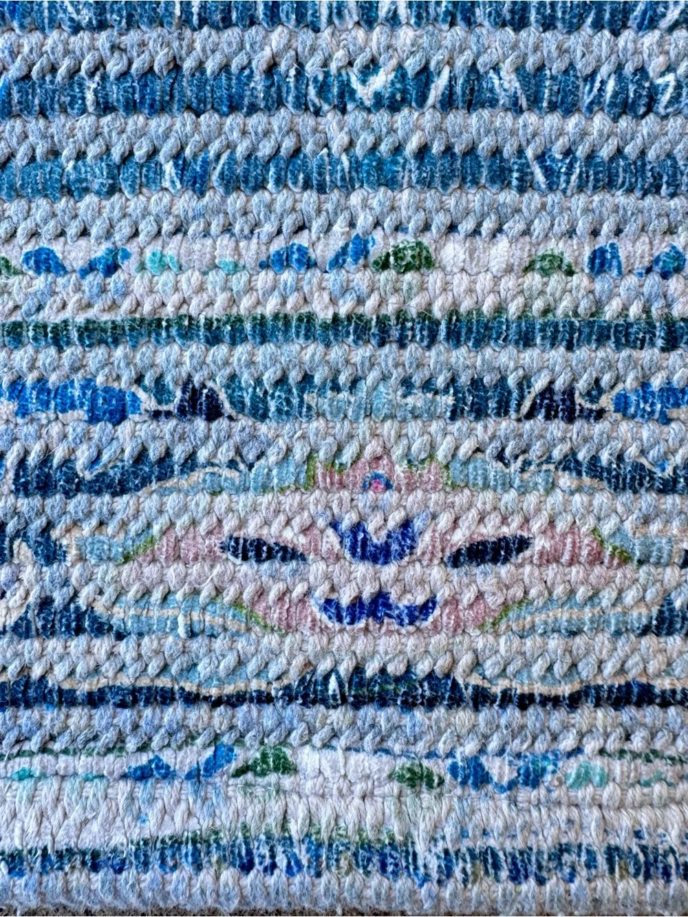 Anthropologie Norse Cotton Bath Mat Rug Geometric Textured Neutral 31.5 x 19.5